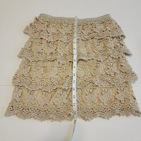 Ko Ko Ailis Women's Small Mini Cream Crochet Skirt with Tiers EUC - Picture 7 of 8